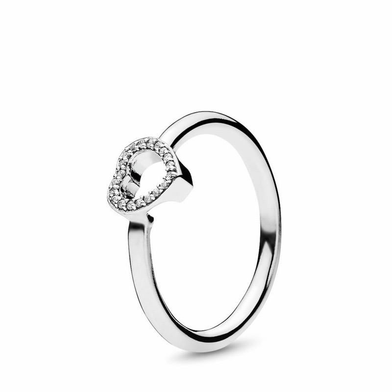 Pandora Puzzle Heart Frame Stackable Ring Silver Egypt NO5630489